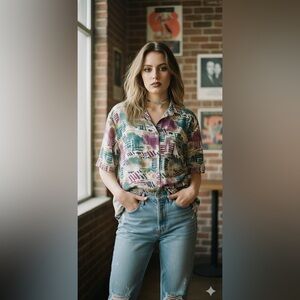 Cherokee 90s Multicolor Abstract Shirt